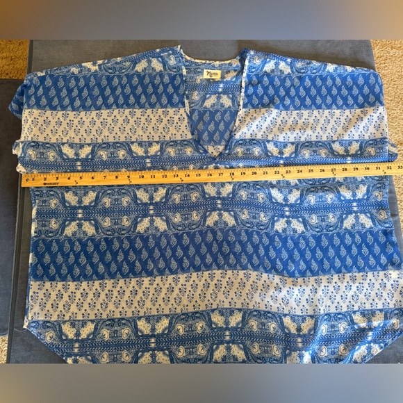 Show Me Your Mumu Shook Tunic Teacup Tulips SZ SM Paisley Blue White Shear Flowy - Picture 8 of 9